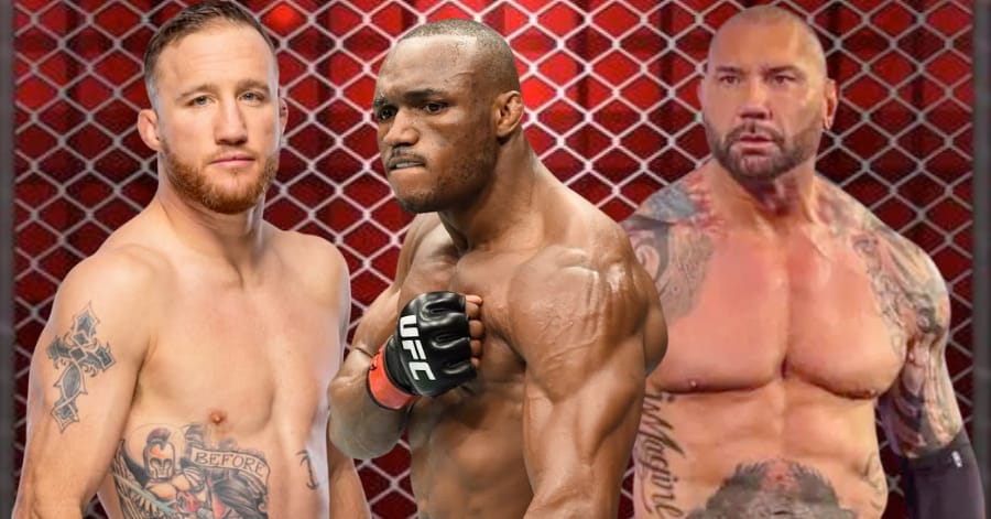 Dave Bautista e outros lutadores, como Justin Gaethje e Kamaru Usman
