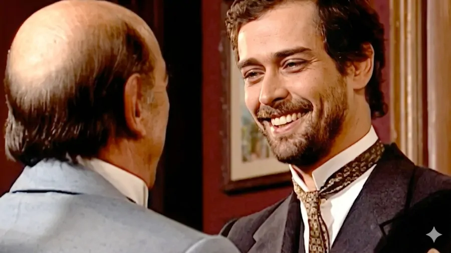 Francesco reencontra o filho Marco Antônio em cena emocionante, destacando o momento de reconciliação familiar na trama de época