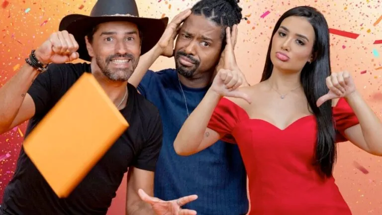 Imagem do paredão do BBB 26 com Alberto Cowboy, Leandro Boneco e Jordana destacados como emparedados da semana.