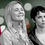 Nina e Carminha em Avenida Brasil com fundo desfocado.